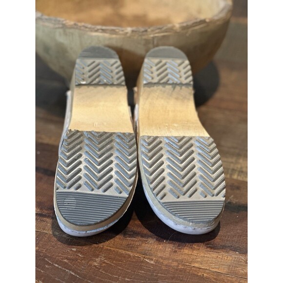 Bjork Beige Leather Swedish Clogs Size 40, New with Flaws, Wood Sole - Picture 8 of 10